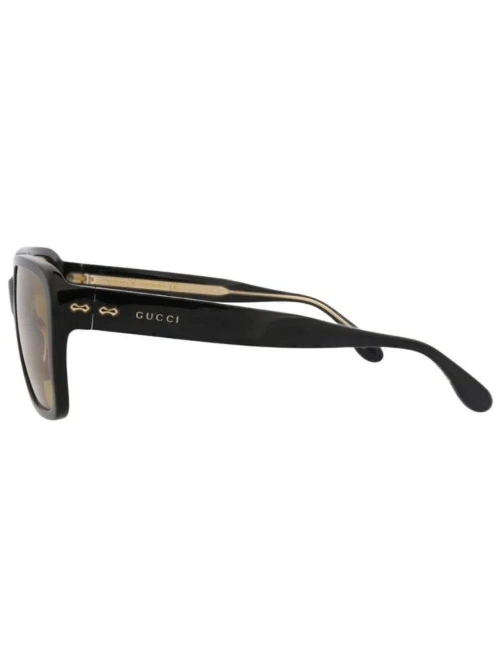 New Gucci Mens Square/Rectangle Black Black Yellow Fashion Designer Sunglasses